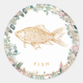 Eucalyptus Pampas Proteas Gold Fish Meal Choice Ronde Sticker (Voorkant)