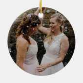 Eucalyptus Pas getrouwd 1e Kerstmis mevrouw & mevr Keramisch Ornament (Achterkant)