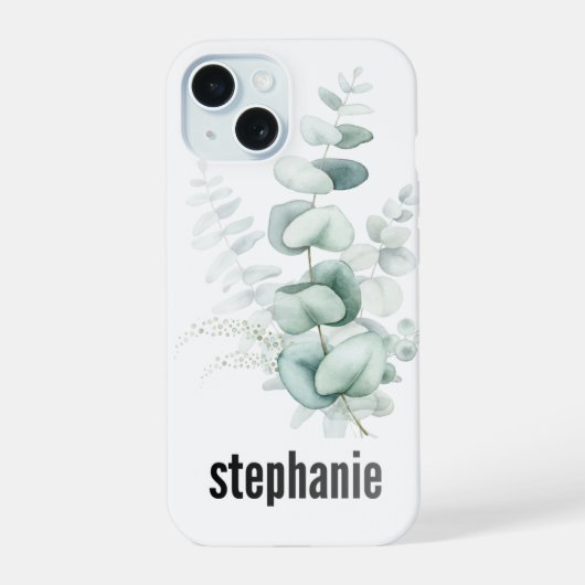 Eucalyptus Patroon iPhone Hoesje 15 Case (Achterkant)