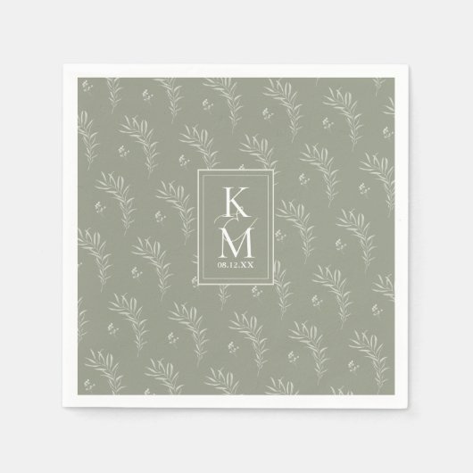 Eucalyptus Pattern Green ID901 Servet (Voorkant)