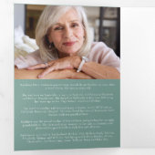 Eucalyptus Pattern Photo Memorial Service Programm Drieluik Uitnodiging (Binnenzijde eerst)