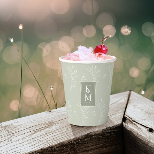 Eucalyptus Pattern Wedding Green ID901 Papieren Bekers