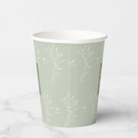 Eucalyptus Pattern Wedding Green ID901 Papieren Bekers (Rechts)