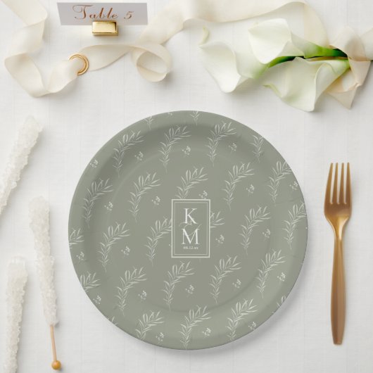 Eucalyptus Pattern Wedding Green ID901 Papieren Bordje (Huwelijk)