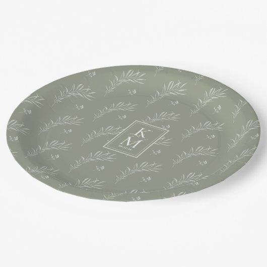 Eucalyptus Pattern Wedding Green ID901 Papieren Bordje (Gekanteld)