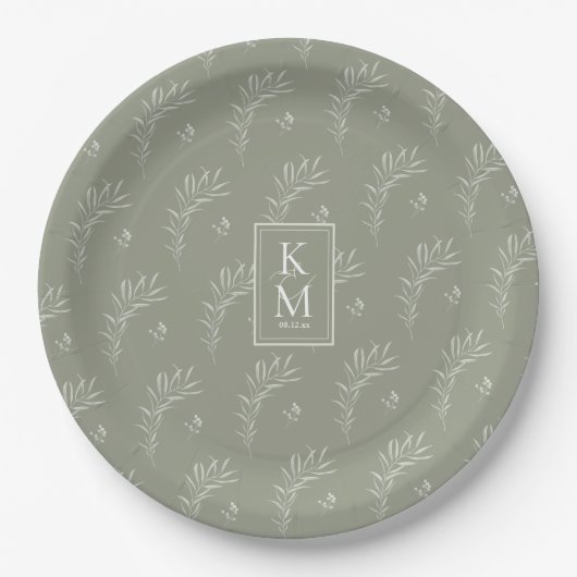 Eucalyptus Pattern Wedding Green ID901 Papieren Bordje (Voorkant)