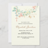 Eucalyptus Peach Birthday Religieuze Rosary Kaart (Voorkant)