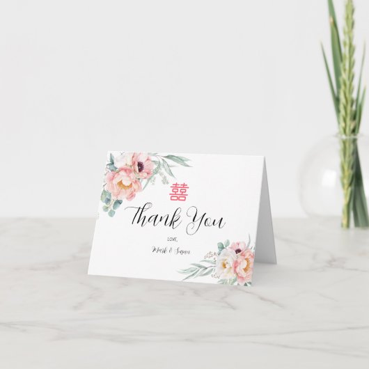 Eucalyptus Peonies Hartelijk dank voor Chinees huw Kaart (Voorkant)