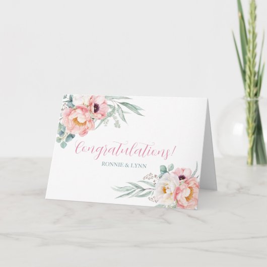 Eucalyptus Peonies Wedding Gefeliciteerd Kaart (Voorkant)