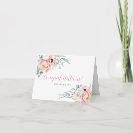Eucalyptus Peonies Wedding Gefeliciteerd Kaart (Voorkant)