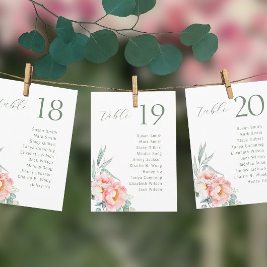 Eucalyptus Peonies Wedding Seating Chart Kaart