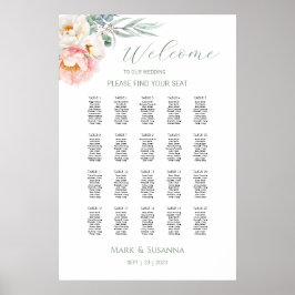 Eucalyptus Peonies Wedding Welkomstplaatje Poster