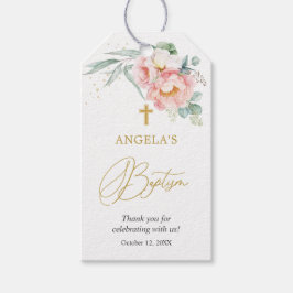 Eucalyptus Peony Baptism & Christening Gift Label Cadeaulabel
