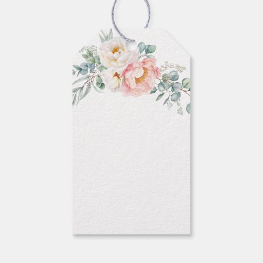Eucalyptus Peony Baptism & Christening Gift Label Cadeaulabel (Achterkant)