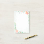 Eucalyptus Peony Floral Peach Sage Waterverf Post-it® Notes (Op bureau)