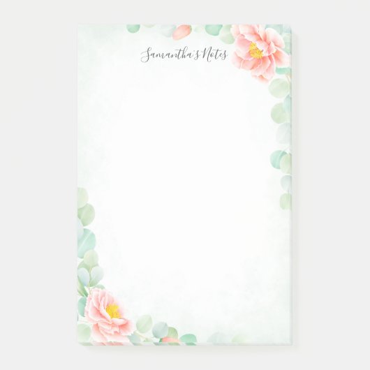 Eucalyptus Peony Floral Peach Sage Waterverf Post-it® Notes (Voorkant)