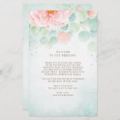 Eucalyptus Peony Floral Weddenschap Welkomstreisro (Voorkant / Achterkant)