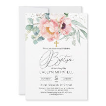 Eucalyptus Peony Poppy Flowers Cross Baptisme