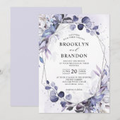 Eucalyptus Periwinkle Paarse Geometrische bruiloft Kaart (Voorkant / Achterkant)