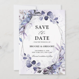 Eucalyptus Periwinkle Paarse Geometrische bruiloft Save The Date
