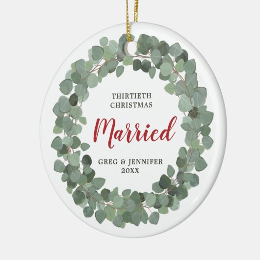 Eucalyptus Personalized 30th Christmas Married Keramisch Ornament (Links)