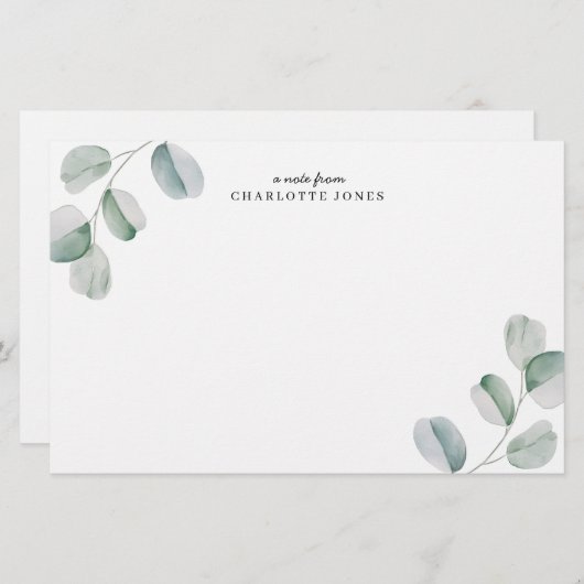 Eucalyptus Personalized Note Card Briefpapier (Voorkant / Achterkant)