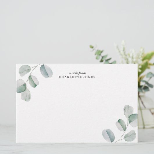 Eucalyptus Personalized Note Card Briefpapier (Staand voorkant)