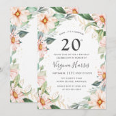 Eucalyptus perzik bloem 20e verjaardag kaart (Voorkant / Achterkant)