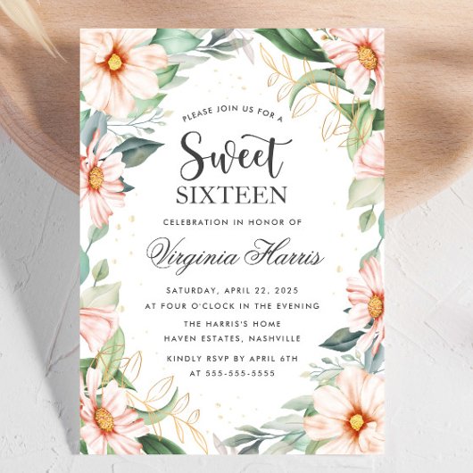 Eucalyptus Perzik Bloemzoet Zestien 16 Verjaardag Kaart