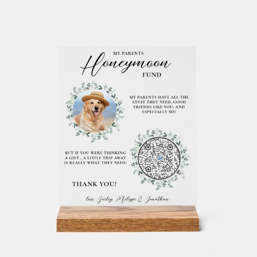 Eucalyptus Pet Wedding Dog Foto Honeymoon Fonds Acryl Bord (Voorkant)