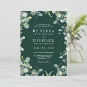Eucalyptus Photo Collage QR Code Emerald Wedding Kaart (Staand voorkant)