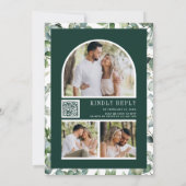 Eucalyptus Photo Collage QR Code Emerald Wedding Kaart (Achterkant)