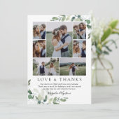 Eucalyptus Photo Collage Wedding Bedankkaart (Staand voorkant)