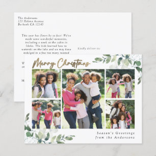 Eucalyptus Photo Gold Foil Merry kerst Feestdagenkaart