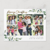Eucalyptus Photo Gold Foil Merry kerst Feestdagenkaart (Voorkant)