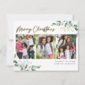 Eucalyptus Photo Gold Foil Merry kerst Feestdagenkaart (Voorkant)