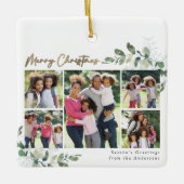 Eucalyptus Photo Gold Foil Merry kerst Keramisch Ornament (Voorkant)