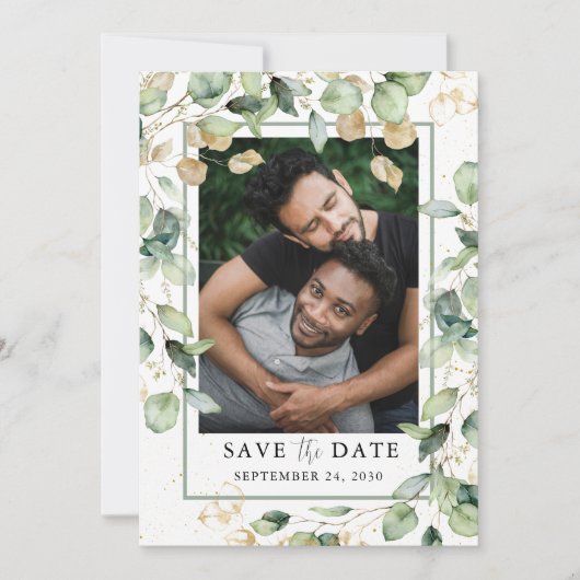 Eucalyptus Photo LGBTQ Save The Date (Voorkant)