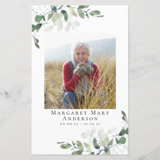 Eucalyptus Photo Memorial Service-programma (Voorkant)