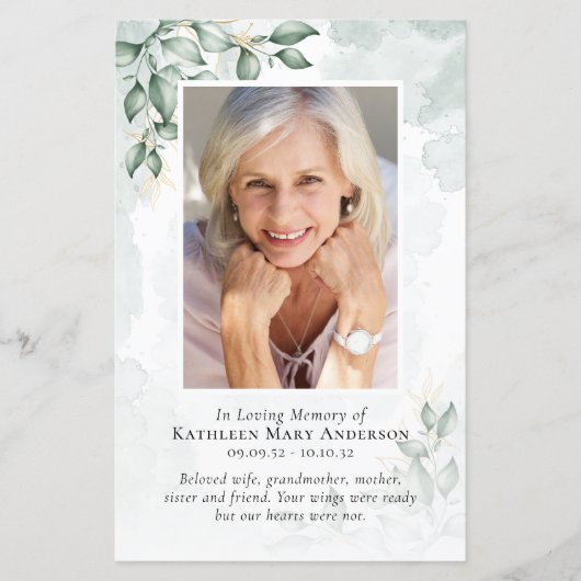 Eucalyptus Photo Memorial Service-programma (Voorkant)