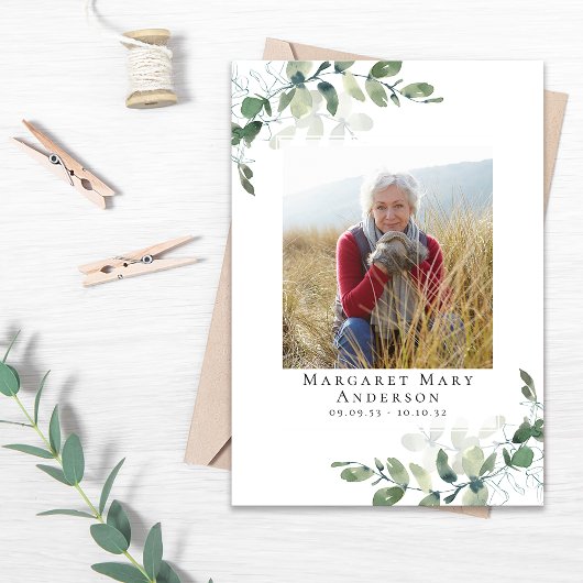 Eucalyptus Photo Memorial Service-programma Programmakaart