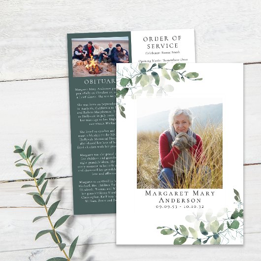 Eucalyptus Photo Memorial Service-programma Programmakaart