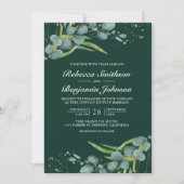 Eucalyptus Photo QR Code Emerald Green Wedding Kaart (Voorkant)