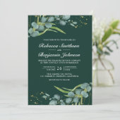 Eucalyptus Photo QR Code Emerald Green Wedding Kaart (Staand voorkant)