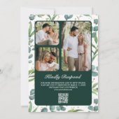 Eucalyptus Photo QR Code Emerald Green Wedding Kaart (Achterkant)