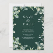 Eucalyptus Photo QR Code Emerald Green Wedding Save The Date (Voorkant)