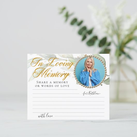 Eucalyptus Photo Share a Memory Funeral Kaart (Staand voorkant)
