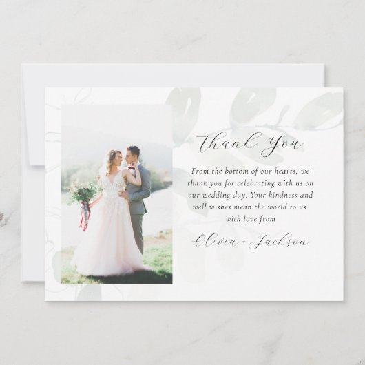 Eucalyptus Photo Weddenschap Bedankkaart (Achterkant)