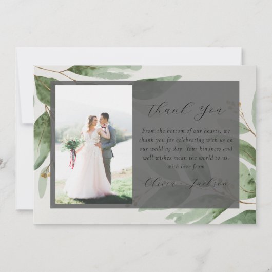 Eucalyptus Photo Weddenschap Bedankkaart (Achterkant)