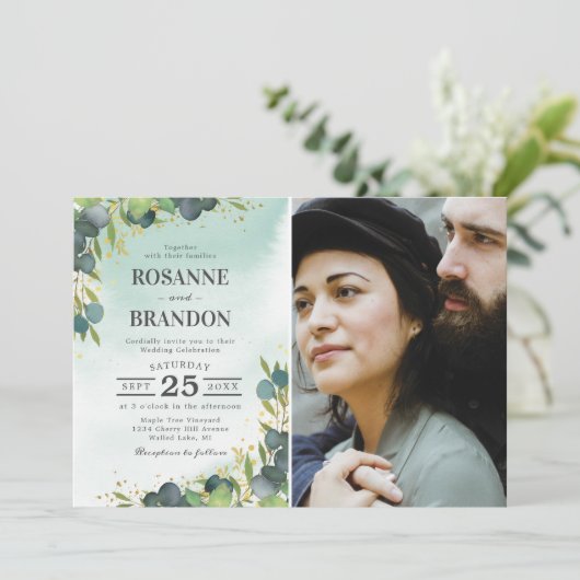 Eucalyptus Photo Weddenschap Kaart (Staand voorkant)
